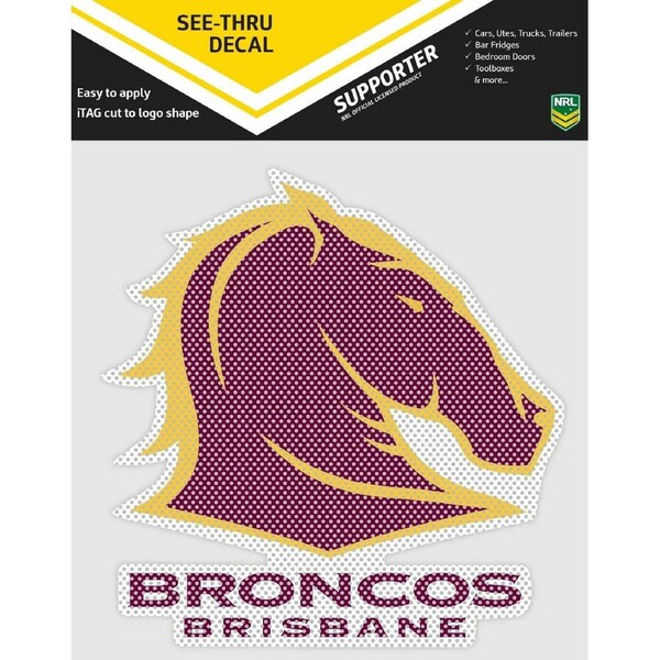 NRL Car UV Rated Decal Sticker - Brisbane Broncos - Size 14-18cm - See Thru