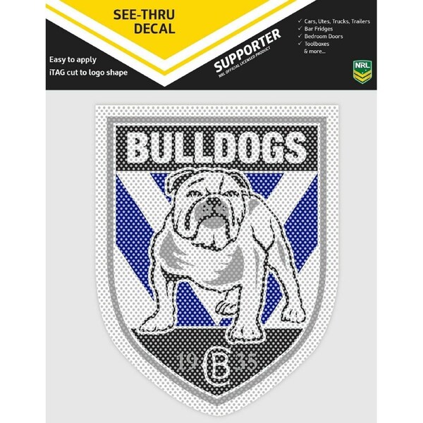 NRL Car UV Rated Decal Sticker - Canterbury Bulldogs - Size 14-18cm - See Thru
