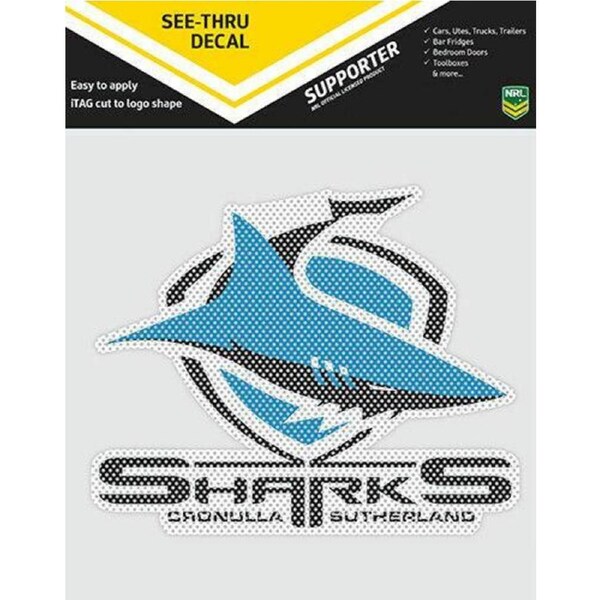 NRL Car UV Rated Decal Sticker - Cronulla Sharks - Size 14-18cm - See Thru