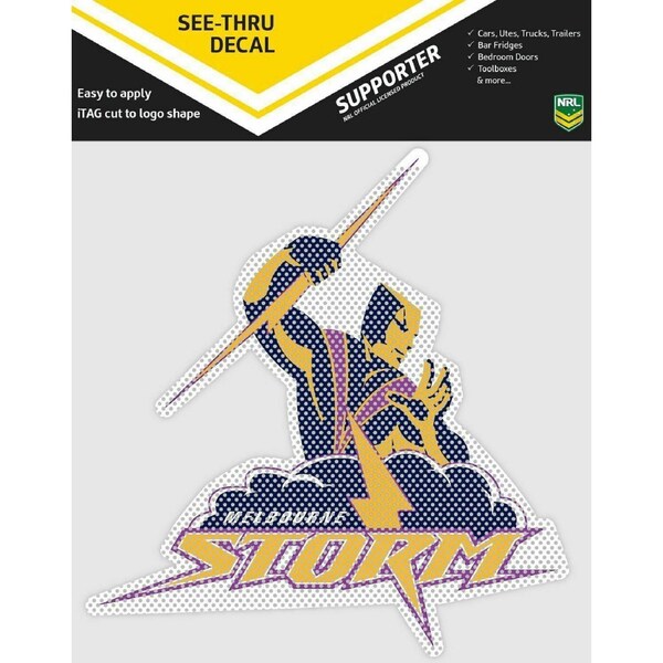 NRL Car UV Rated Decal Sticker - Melbourne Storm - Size 14-18cm - See Thru