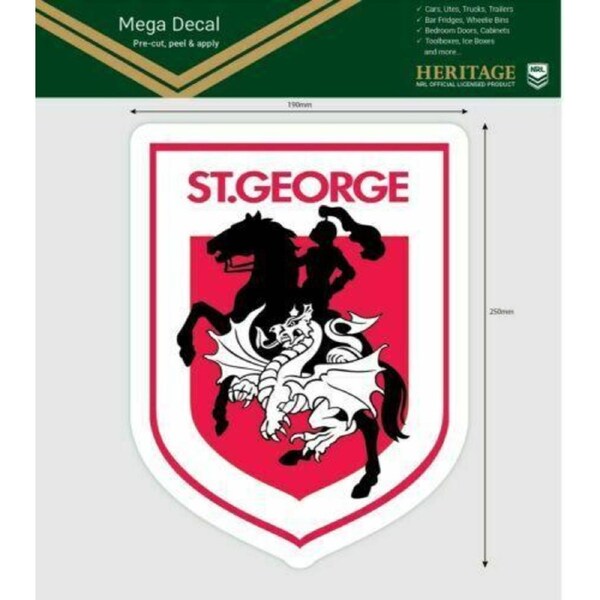 NRL Mega Heritage Decal - St George Illawarra Dragons - Car Sticker 250mm