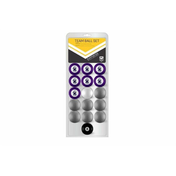 NRL Pool Snooker Billiards 16 Ball Full Set - Team Vs Colour - Melbourne Storm