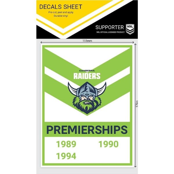 NRL Premiership History Decal - Canberra Raiders - Premier Stickers