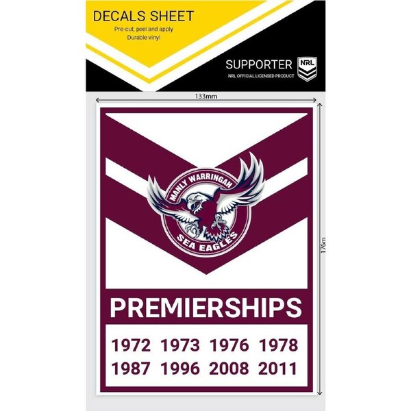 NRL Premiership History Decal - Manly Sea Eagles - Premier Stickers