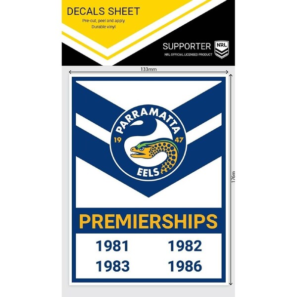 NRL Premiership History Decal - Parramatta Eels - Premier Stickers