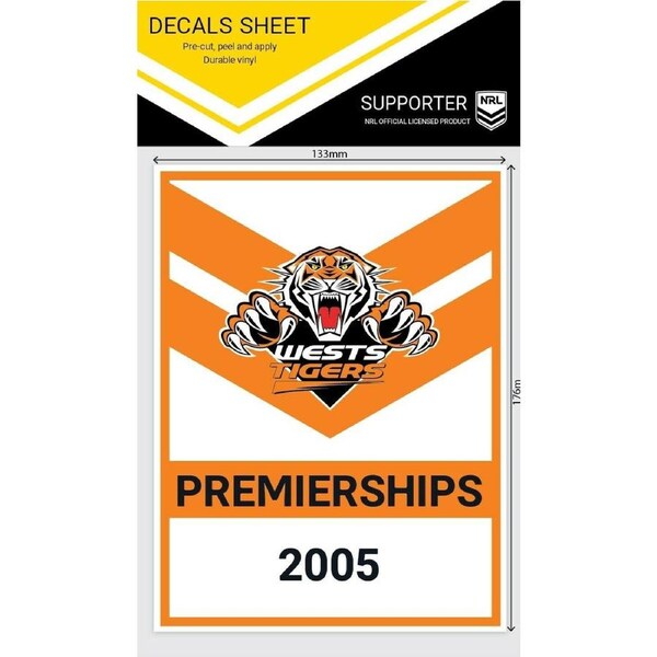 NRL Premiership History Decal - West Tigers - Premier Stickers