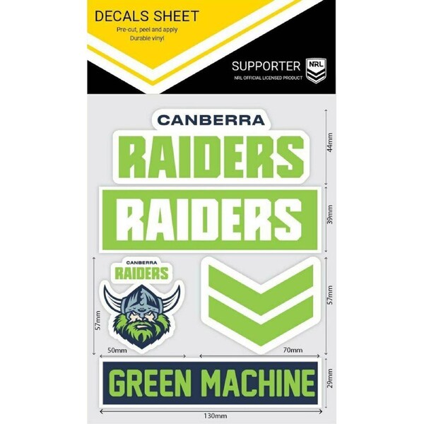 NRL Sticker Decal Sheet - Canberra Raiders - Stickers Wordmark