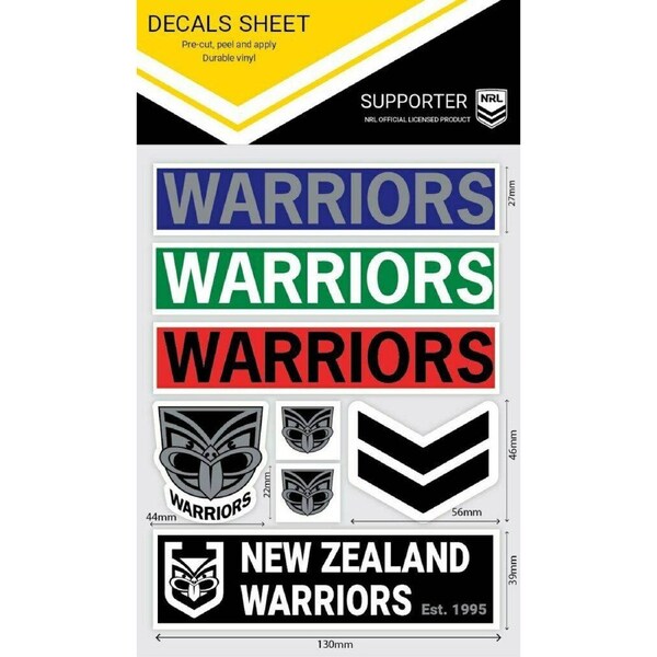NRL Sticker Decal Sheet - New Zealand Warriors - Stickers Wordmark