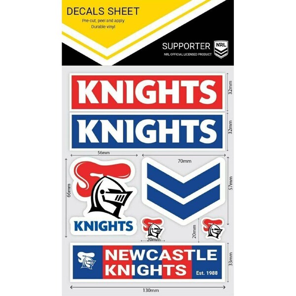 NRL Sticker Decal Sheet - Newcastle Knights - Stickers Wordmark