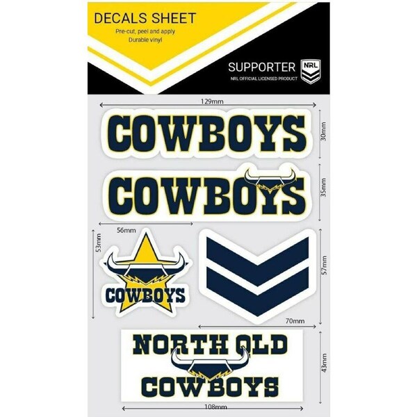 NRL Sticker Decal Sheet - North Queensland Cowboys - Stickers Wordmark