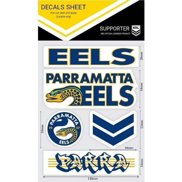 NRL Sticker Decal Sheet - Parramatta Eels - Stickers Wordmark
