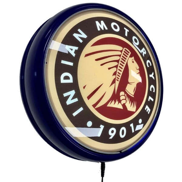 Indian Motorcycle 1901 LED Bar Lighting Wall Sign Light Button BLUE