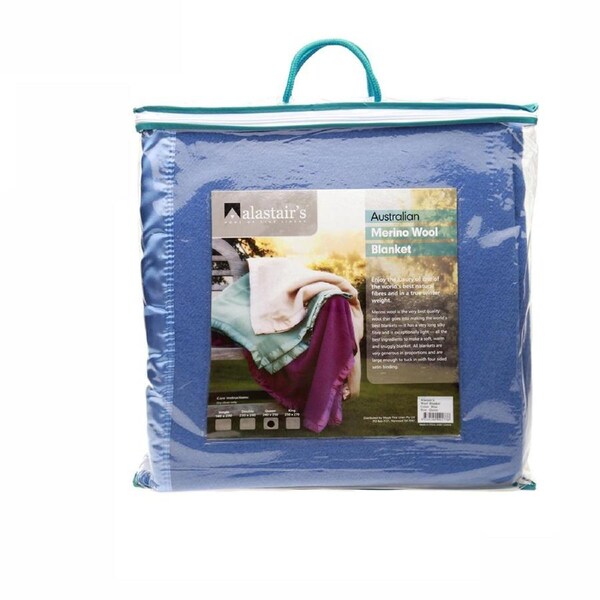 375GSM Australian Merino Wool Blanket Blue - King