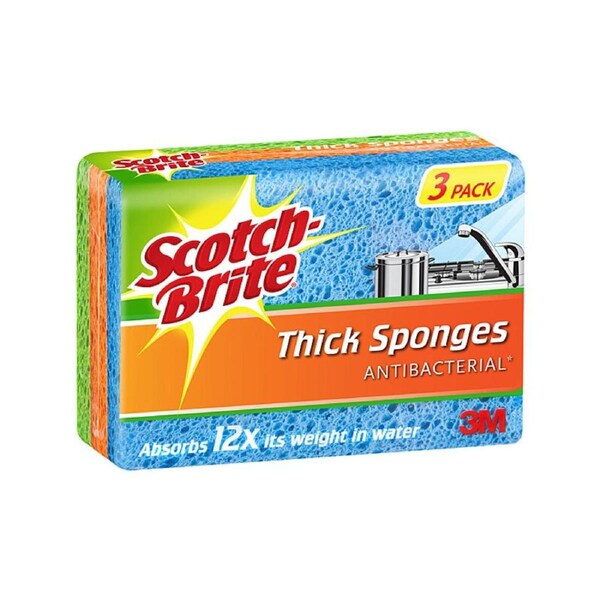 SCOTCH-BRITE Antibacterial Thick Sponges 3 Pack