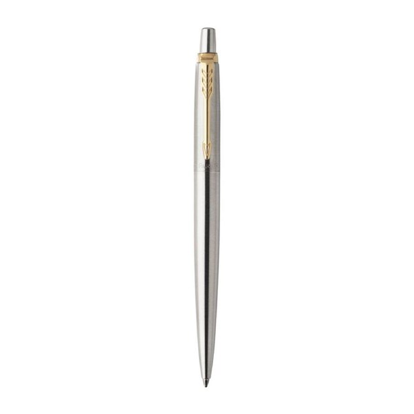 PARKER Jotter Ballpoint Pen - Stainless Steel with Gold Trim