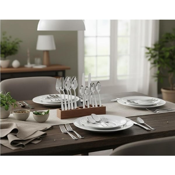 Traderight Tableware Cutlery Set Stainless Steel Knife Fork Spoon Kitchen Child Silver 60PC