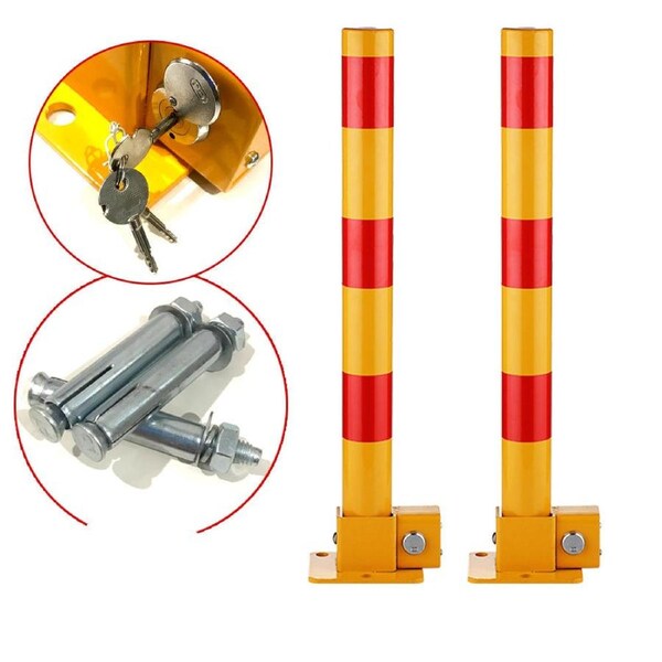 Parkero 2X Red Fold Down Vehicle Security Car Parking Lock Safety Barrier Bollard Locker Barrier