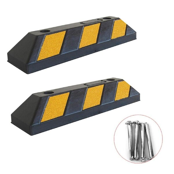 Parkero 2PCS Rubber Wheel Stops Parking Guide Wheel Driveway Stopper 550mm Parking Blocks