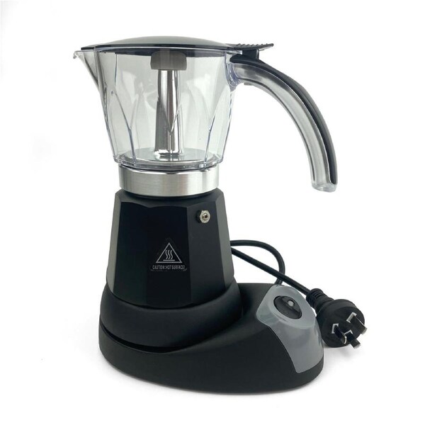 Mornest Black Electric Moka Coffee Maker Espresso Machine Italian Classic 6Cups Auto Power