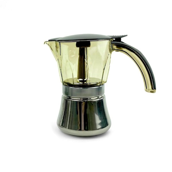 Black+Brown 3 Cups Stainless Steel Stove Top Espresso Italian Coffee Maker BPA Free
