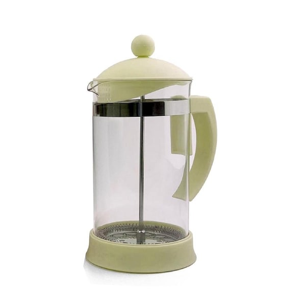 YELLOW 1000ml Tea Coffee Maker Tea Pot Macaron Color French Press Coffee Plunger Glass