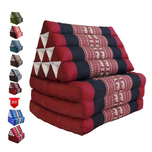 Red Elephant Large Thai Triangle Pillow 3 Fold Outdoor Mattress Cushion Day Bed 3Folds