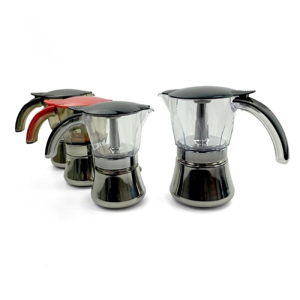 Red 3 Cups Stainless Steel Stove Top Espresso Italian Coffee Maker BPA Free
