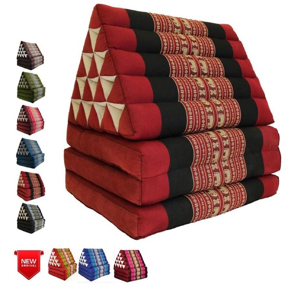 Red Elephant Jumbo Thai 3 FOLDS Triangle Pillow Mattress Cushion Outdoor DayBed 9 Different Patterns