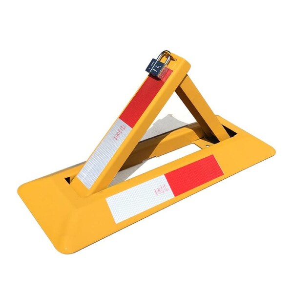 Parkero Triangle Lockable Parking Barrier Fold Down Vehicle Security Car Parking Lock Safety Reflective Stripe Barrier