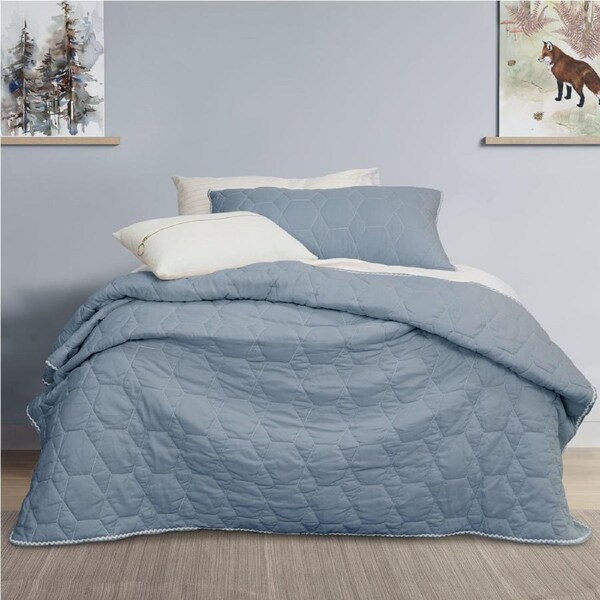 Bolston Pale Blue Kids Coverlet Set Single/Double