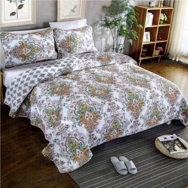 100% Cotton Cover Lightly Quilted Coverlet Set Abigail Queen