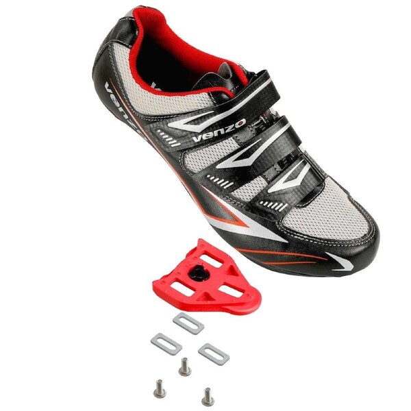 Venzo Bicycle Men's Road Cycling Riding Shoes - 3 Straps- Compatible with Peloton Shimano SPD & Look ARC Delta - Perfect for Road Racing Bikes Black