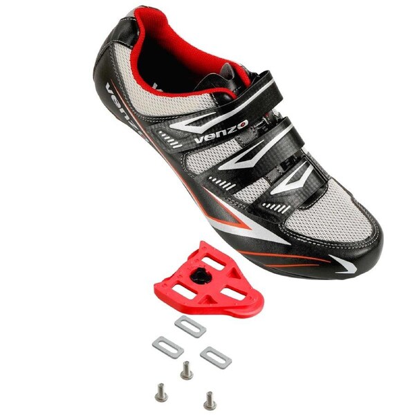 Venzo Bicycle Men's Road Cycling Riding Shoes - 3 Straps- Compatible with Peloton Shimano SPD & Look ARC Delta - Perfect for Road Racing Bikes Black