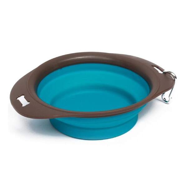 M-Pets 1230ml Foldable Dog Bowl Feeding Food Container/Feeder Large Turquoise