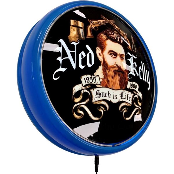 Ned Kelly Such is Life LED Bar Lighting Wall Sign Light Button Light Blue