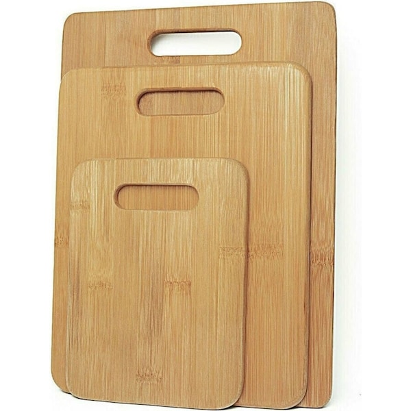 3Pack Premium Natural Bamboo Chopping Boards Set