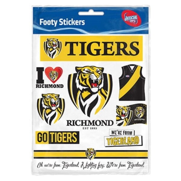 Richmond Tigers AFL LOGO Car Sticker Sheet for Car Bumper School Books