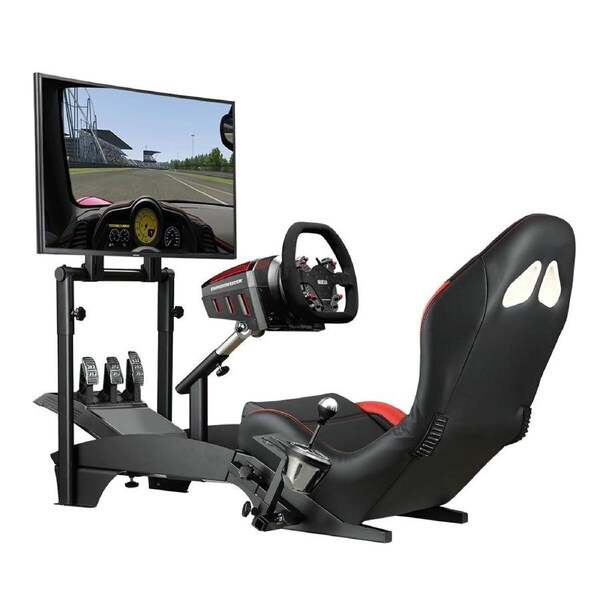 Premium Racing Simulator Cockpit Adjustable Gaming Chair with Monitor Stand