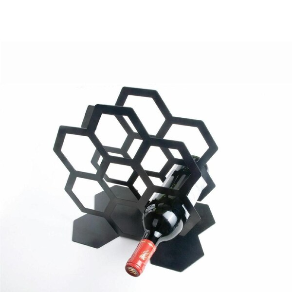 7 Bottle Wine Rack Stand Bottle Holder New Bar Glass Cocktail Bottles Storage Stand Black
