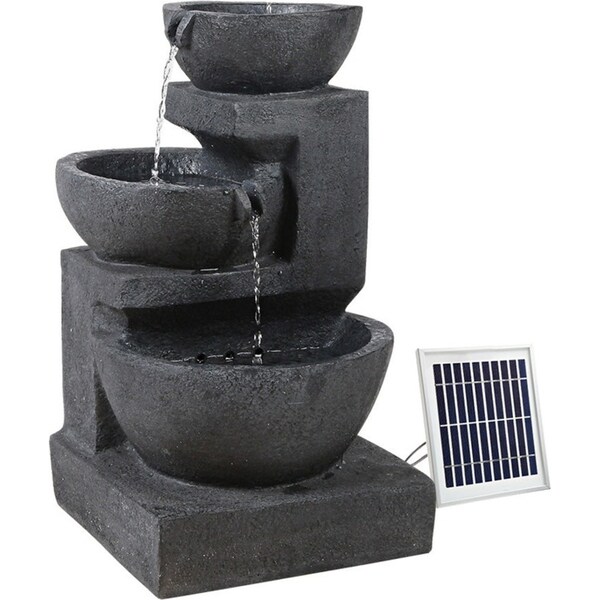 Solar Powered Fountain with LED Lights - Blue
