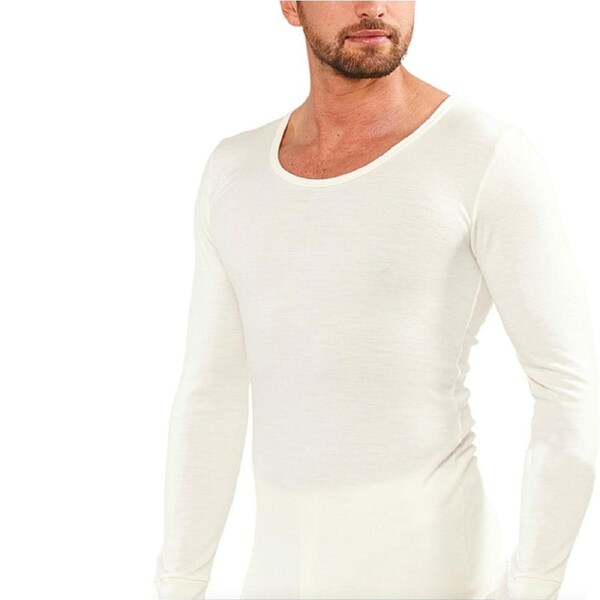 Mens THERMAL Long Sleeve Top Merino Wool Blend Underwear AUS MADE Thermals Warm Large (100cm)
