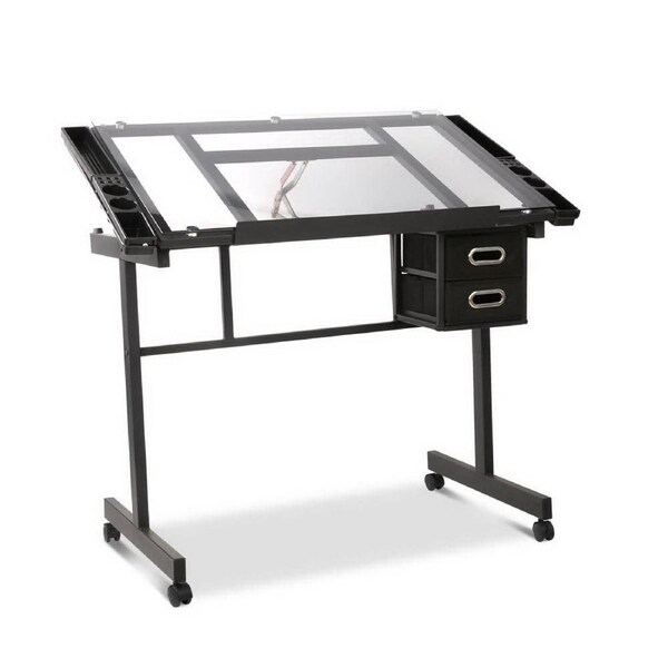 Adjustable Tempered Drawing Desk - Black Frame