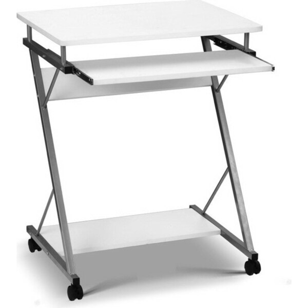 Metal Pull Out Computer Table Desk - White