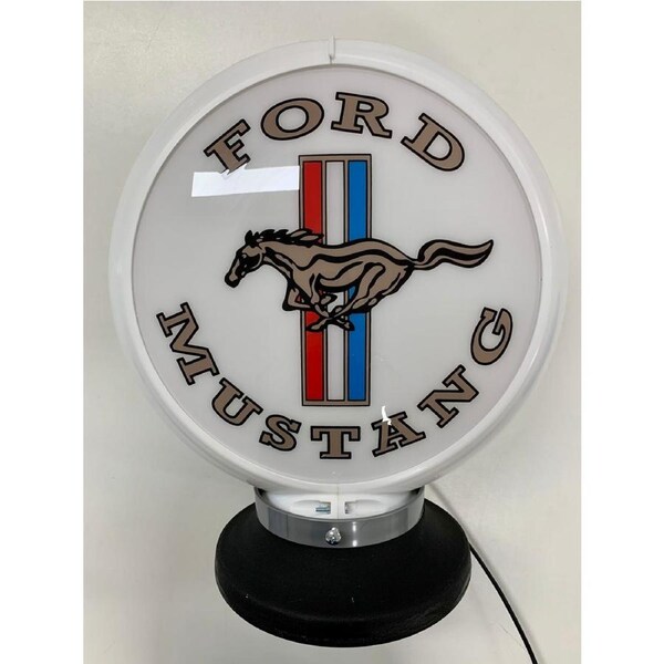 Ford Mustang Fuel Petrol Gas Bowser Bar Lighting Garage Light Sign Illuminated Globe on Base