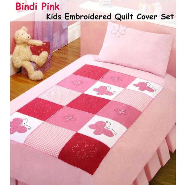 Bindi Butterfly Embroidered Quilt Cover Set Single 140 x 210 cm