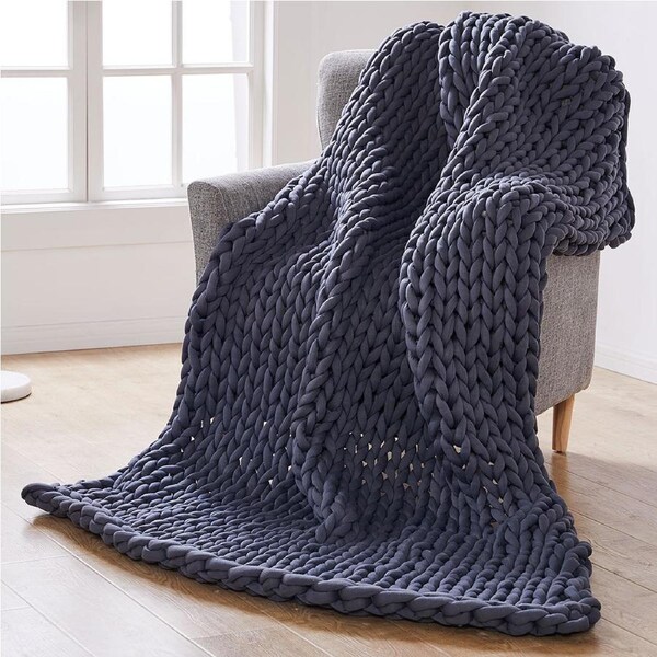 DreamZ Chunky Knit Weighted Blanket Dark Grey Double/Queen 9kg & 202cm x 151cm
