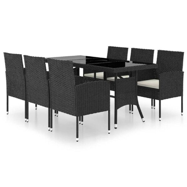 6 Seat Garden Dining Set Patio Outdoor Furniture PE Wicker Table Chairs Setting