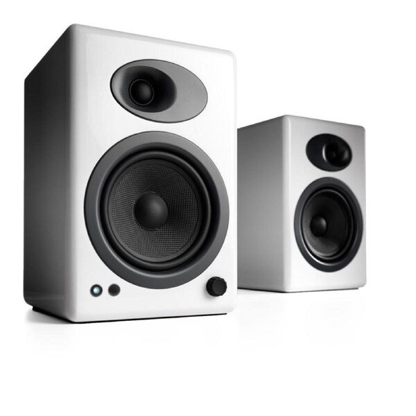 Audioengine A5+ Powered Bookshelf Speakers - Hi-Gloss White