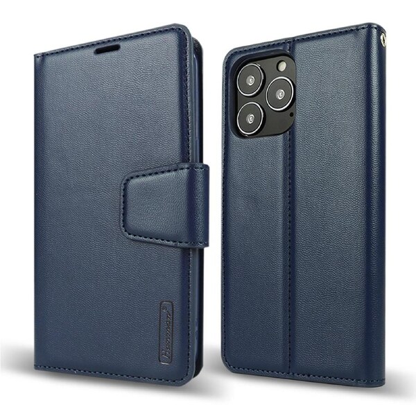 ZUSLAB iPhone 13 Pro Case, Hanman Leather Credit Card Wallet Flip Case for Apple (2021) - Navy
