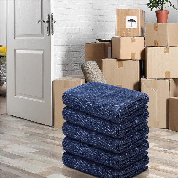Traderight 5Pcs Moving Blanket Furniture Protection Quilted Removalist 1.8mx3.4m